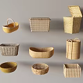 Various Woven Storage Baskets with Different Shapes for Home Organization