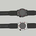 Stylish Smartwatch With Black Strap Red White Dial And Metal Buckle Design