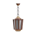 Classic Wooden Hanging Lamp With Glass Panels And Metal Chain Design
