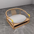 Wooden Leisure Chair With Curved Armrests Yellow Accents And Light Gray Padded Seat