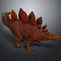 Red Orange Stegosaurus Dinosaur With Textured Skin Spiked Back Plates And Tail
