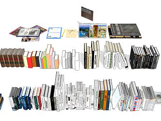 Modern book furnishings book decorations 3d model