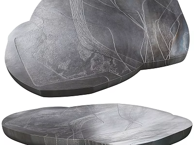Modern Heart Shaped Coffee Table Design With Textured Metal Surface And Unique Finish 3d model