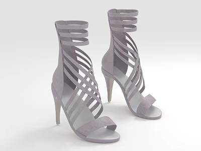 Light Purple High Heel Sandals with Crisscross Straps Open Toe Design and Stiletto Heel 3d model