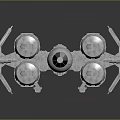 3D Rendered Futuristic Metallic Spacecraft With Multiple Thrusters For Space Exploration