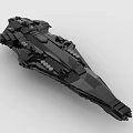 Black Spaceship Model Built with Detailed Building Blocks and Blue Accents