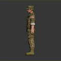 3D Rendered Military Soldier Figure In Camouflage Uniform With Cap And Boots