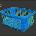 Blue Plastic Storage Basket With Grid Pattern For Home Organization 3d model
