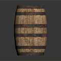 Rustic Wooden Barrel With Metal Hoops For Home Decor And Storage