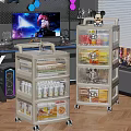 Multi layer Transparent Wheeled Storage Lockers For Snacks In Gaming Room