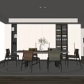 Modern Restaurant Interior Featuring Open Concept Kitchen And Dining Table Chairs