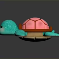 Cute Cartoon Reptile Turtle With Pink Shell Blue Body And 3D Rendered Design