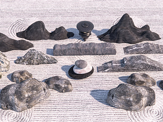 Modern stone landscape stone rockery stone combination strip stone 3d model