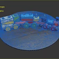 Colorful Wooden Toy Train on Round Wooden Table with Multicolored Wheels