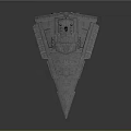 Futuristic Giant Triangular Spaceship With Complex Surface Structure In Outer Space