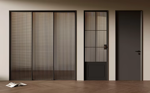 Modern interior door single door glass door sliding door 3d model