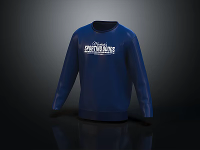 Blue Sweatshirt With White Sporting Goods Text Design For Casual Wear 3d model
