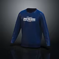 Blue Sweatshirt With White Sporting Goods Text Design For Casual Wear