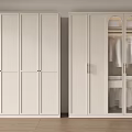 Modern White Wardrobe With Closed And Glass Doors Hanging Area And Shelves