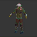 Game Movie Character In Green Armor With Gray Helmet And Military Sci Fi Gear