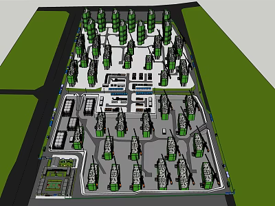 Urban Planning Layout Featuring High Rise Buildings Road Network And Green Spaces Design 3d model