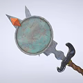 Colorful Circular Multi Blade Weapon With Decorative Handle And Sharp Edges