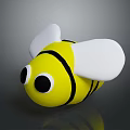Cute Yellow Black Striped Bee Toy With Big Black Eyes And White Wings