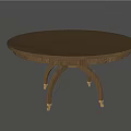 Classic Round Table Design With Dark Wooden Top And Cross Wooden Legs Structure