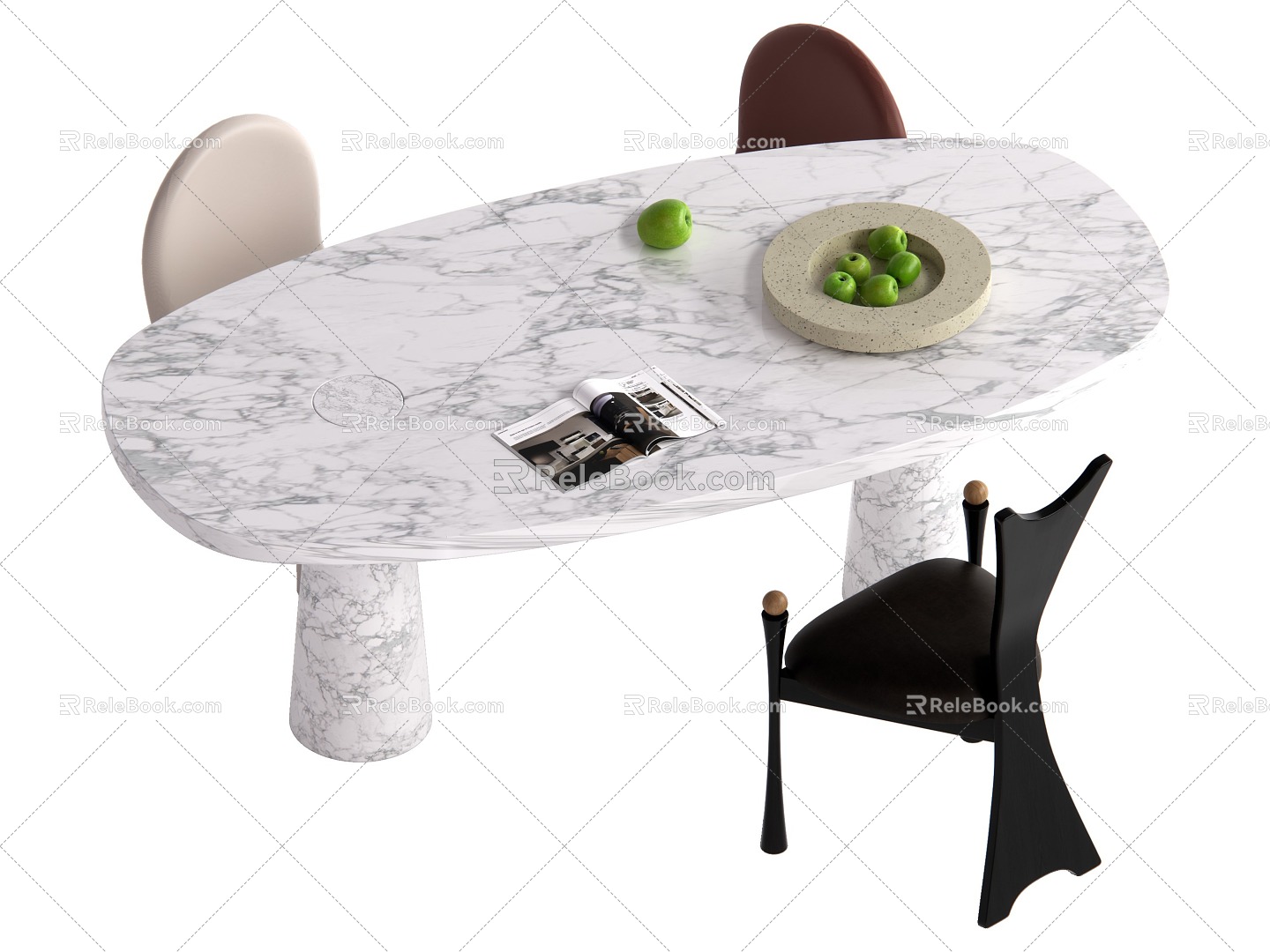 Modern Middle Style Dining Table and Chair Combination 3d model