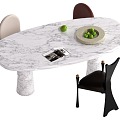 Modern Middle Style Dining Table and Chair Combination 3d model