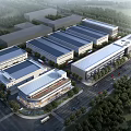 Modern Industrial Warehouse Park Featuring Multiple Buildings Greenery Trees And Roads