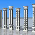 Classical Decorative Columns With Stone Carvings And Architectural Details Against Blue Sky