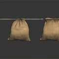 Brown Cloth Drawstring Bags For Daily Use One Opened And One Closed