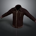 Brown Leather Jacket With Front Zipper Practical Pockets And Classic Collar For Casual Daily Wear