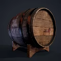 Traditional Wooden Barrel With 50L Capacity Tap And Stand For Household Use