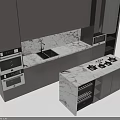 Modern Kitchen Interior Design With Gray Cabinets Marble Countertop Built in Appliances And Sink Area