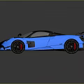 Blue And Black Supercar Featuring Sleek Design Rear Spoiler And Sporty Exterior