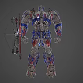 Intelligent Robot With Detailed Mechanical Structure Blue Red Armor And Bow Weapon