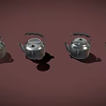 Four Shiny Silver Cups Arranged On Brown Background With Metallic Finish