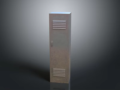 Vertical Metal Locker Furniture With Single Door And Ventilation Slats 3d model