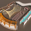 Modern Gallery Frame Special-shaped Landscape Gallery Frame Leisure Pavilion Gallery Frame Park Gallery Frame Construction 3d model