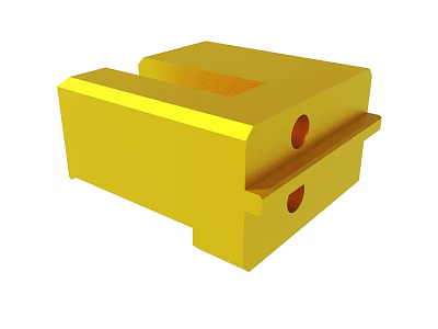 Yellow Rectangular Mechanical Component With Two Holes And Smooth Edges 3d model