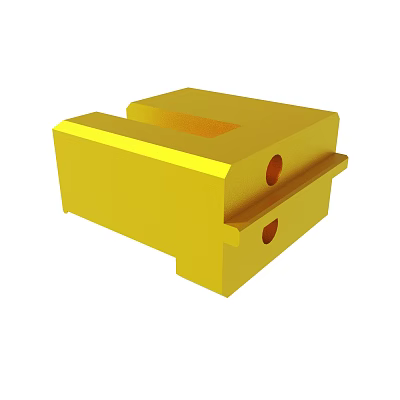 Yellow Rectangular Mechanical Component With Two Holes And Smooth Edges 3d model