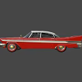 Red Vintage Classic Car With White Roof And Chrome Accents Design
