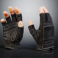 Two Black Textured Leather Fingerless Gloves With Protective Padding And Stylish Design