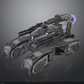 Futuristic Sci Fi Armored Vehicle With Multiple Turrets Treads And Energy Rings