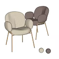 Comfortable Modern Dining Chairs with Plush Upholstery Curved Arms and Thin Metal Legs
