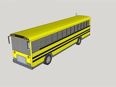 Yellow School Bus With Black Stripes And Multiple Windows Exterior Design 3d model