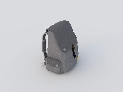Gray Canvas Backpack With Adjustable Straps And Metal Buckles Design 3d model