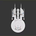 White Sci Fi Spaceship Model With Detailed Structure And Orange Lights 3d model